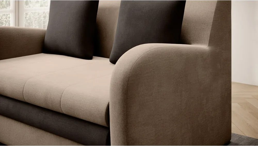 Canapea maro deschis extensibilă cu tapițerie din catifea 130 cm Ario – ELTAP