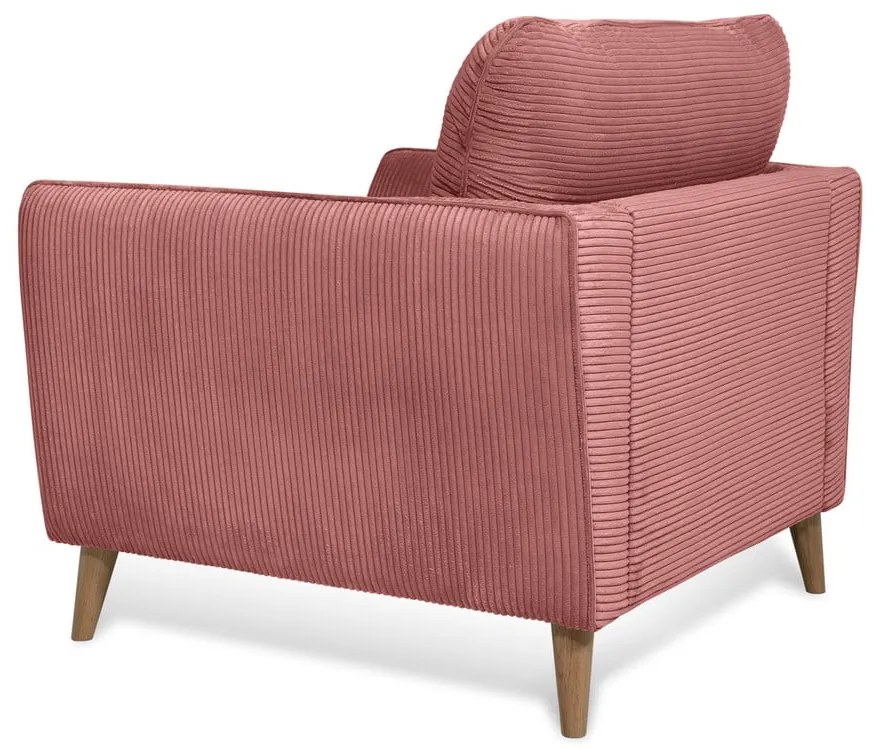 Fotoliu roz cu tapițerie din catifea reiată Paris – Scandic