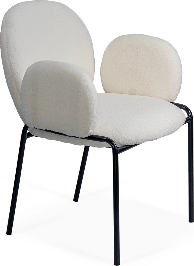 Scaun dining crem cu tapiterie boucle si cadru fix BUC 281