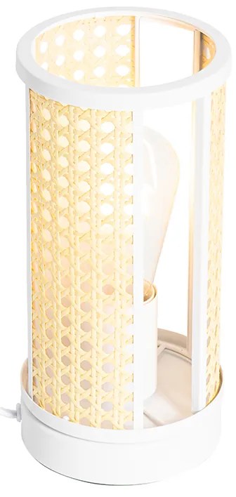 Lampă de masă orientală albă cu ratan 12 cm - Akira