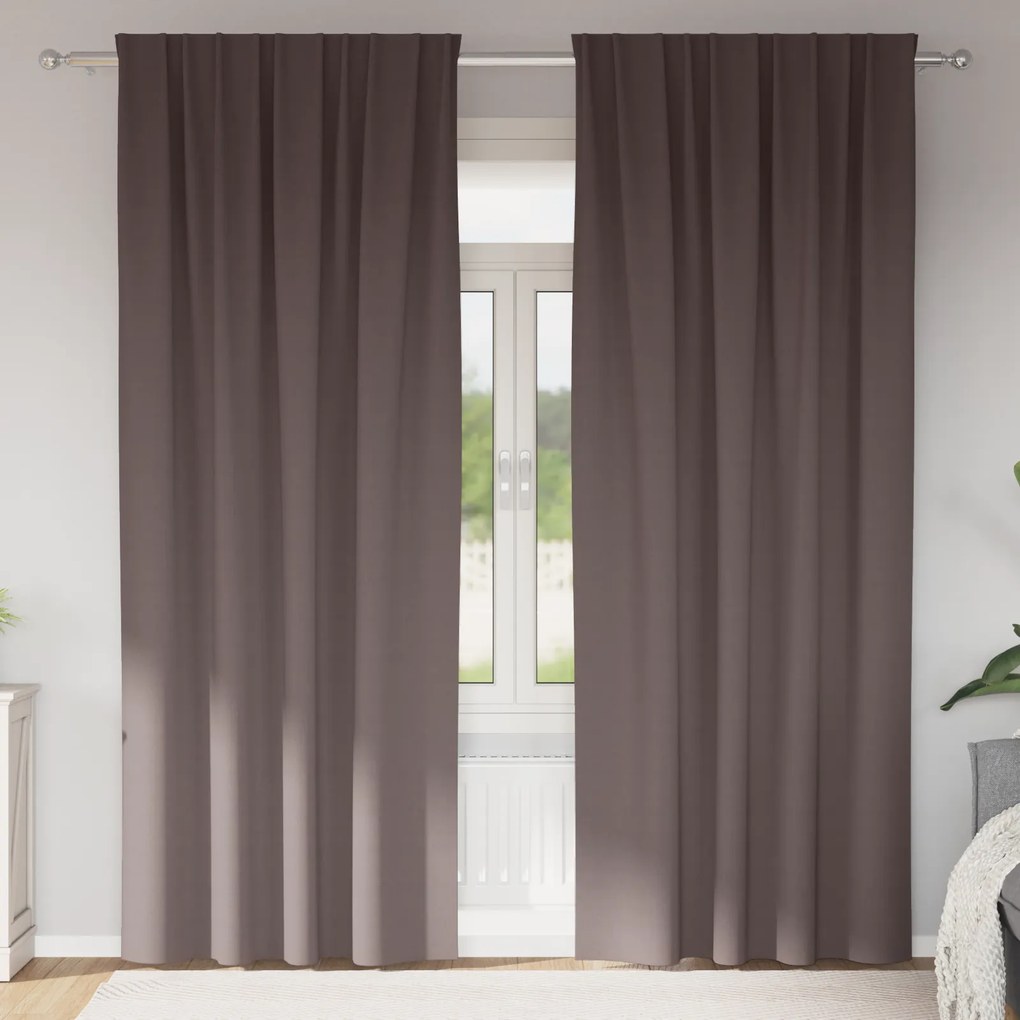 vidaXL Perdele opace 2 pcs Maro închis 245 x 140 cm Poliester