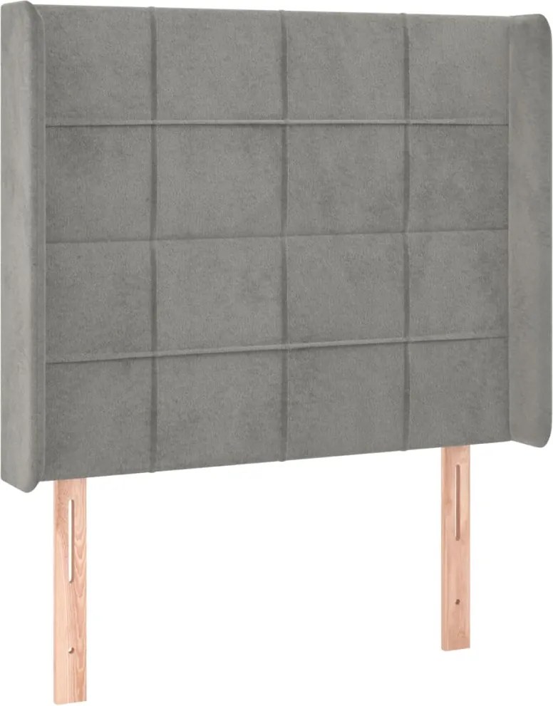 vidaXL Tăblie de pat cu aripioare gri deschis 83x16x118/128 cm catifea