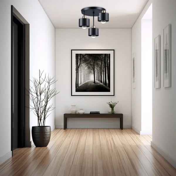 Lustră pe tijă 3xE27/35W/230V d. 30 cm negru/auriu