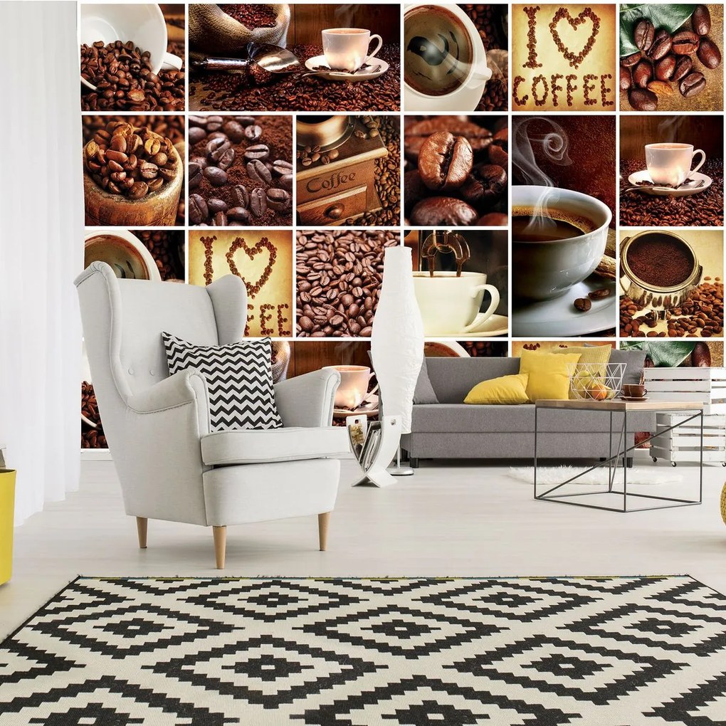 Fototapet - I Love Coffee - colaj (254x184 cm)