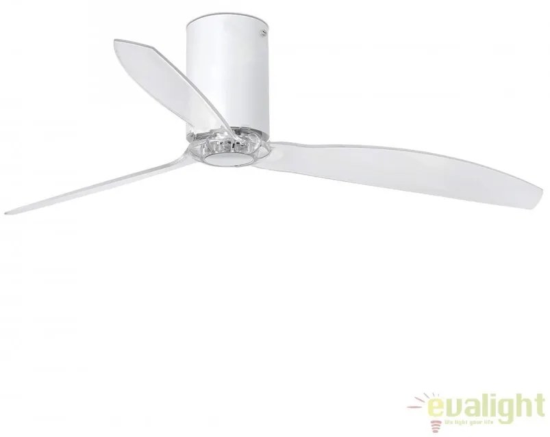 Ventilator de tavan modern cu telecomanda MINI TUBE FAN alb mat/transparent 32039