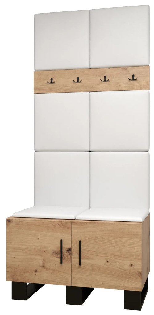 Set mobilier pentru hol Amanda 4 (Stejar artisan + Alb). 1085891