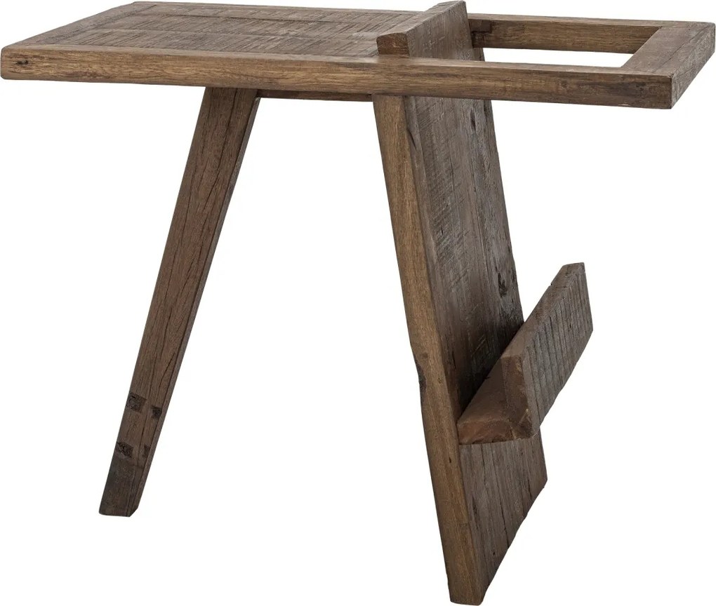 Măsuță laterală rustică din lemn reciclat maro cu spațiu pentru reviste 60x40x48 cm „Villum"
