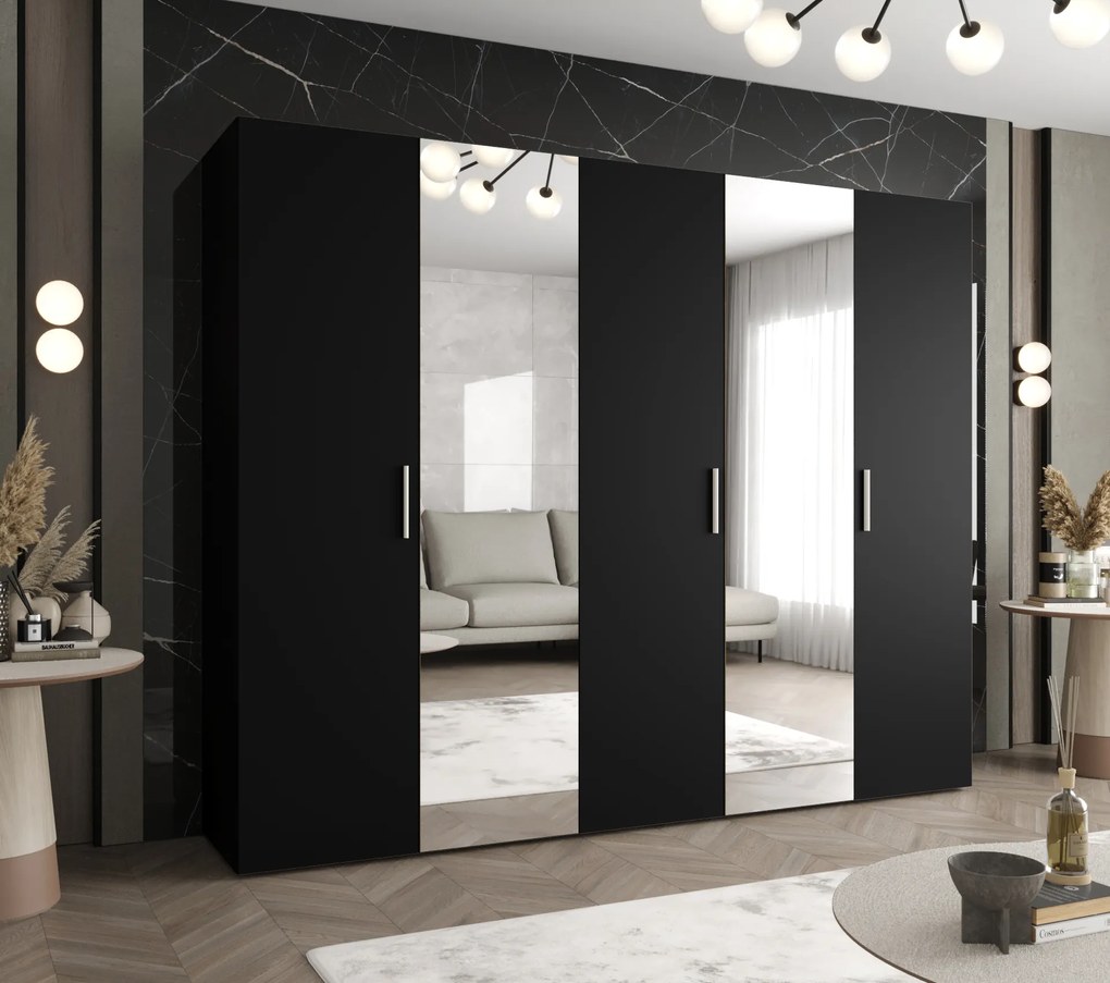 Dulap de haine 250 cm Borry 2 (Negru + Argintiu). 1125839