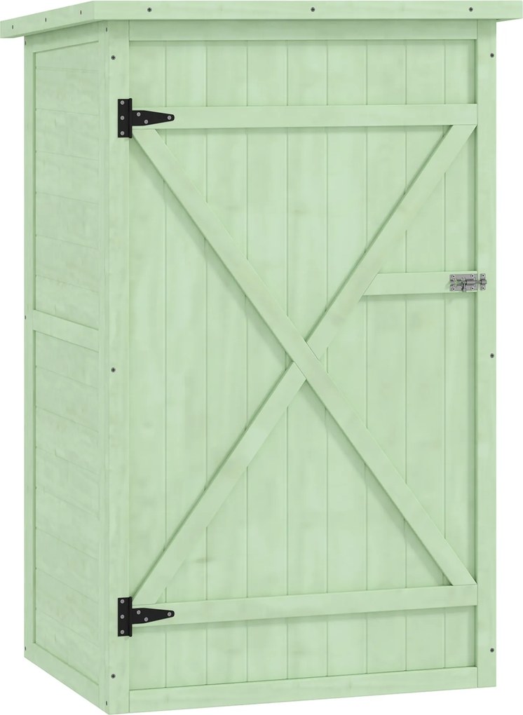 Outsunny Dulap grădină din lemn magazie pentru unelte cu raft ușă încuiabilă placă de bază acoperiș în pantă din asfalt 75 x 56 x 115 cm | Aosom Romania