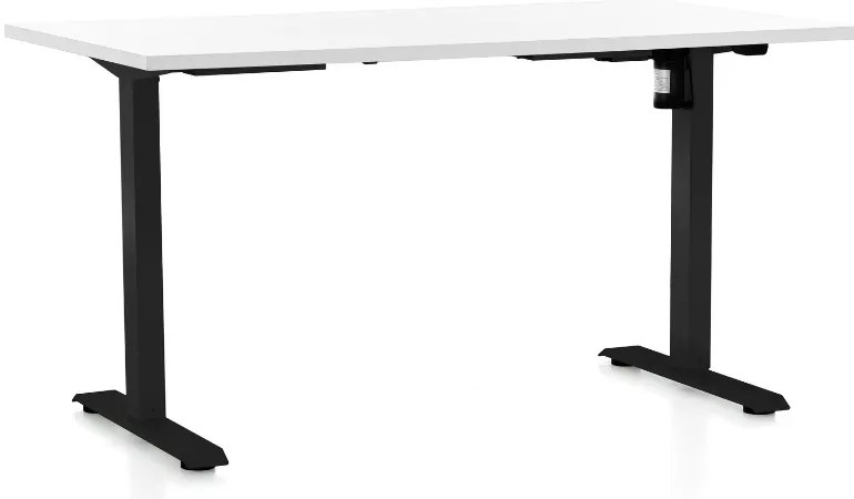 Masa inaltime reglabila OfficeTech A, 140 x 80 cm, bază neagră, alb