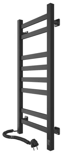 Radiator de baie tip scară AVANGARD, 251 W/230 V, 80,6 cm, IP44, negru, racord pe stânga, cu termostat