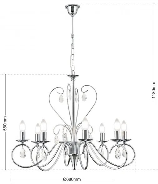 Candelabru 5 brate stil clasic cu cristale K9 Alessia crom