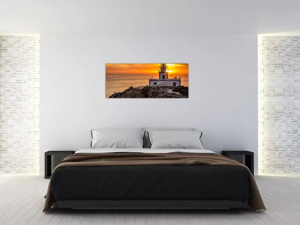 Tablou cu far în apus de soare (120x50 cm)
