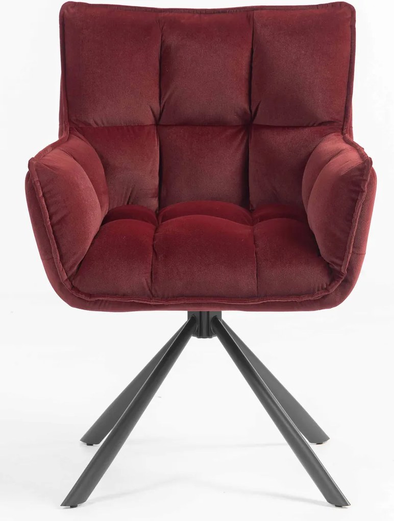 HR560 BAZĂ STEA Scaun Catifea Bordo Merlot cu Bază Neagră