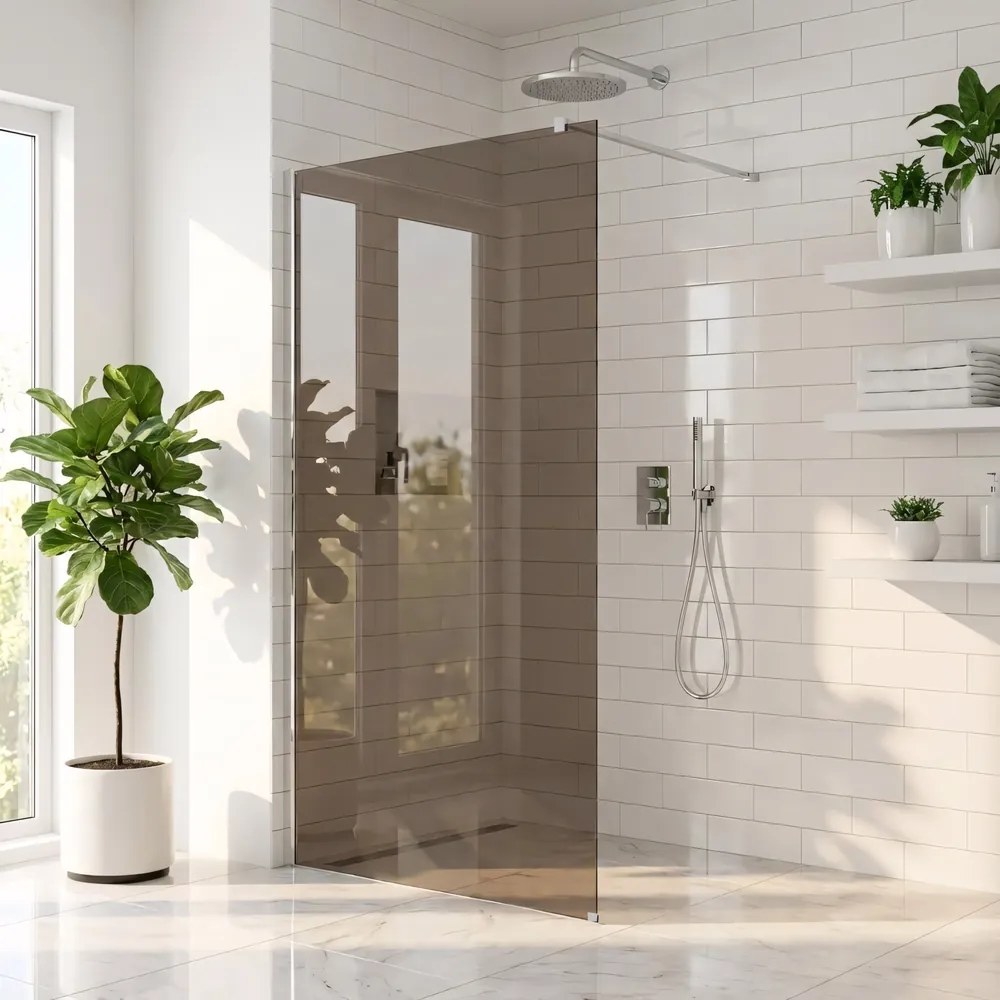 Paravan de dus fumuriu Rea Flexi Brown 80 cm crom