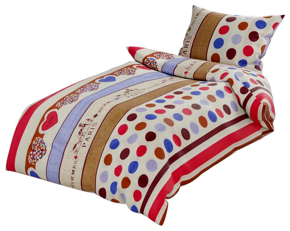 Lenjerii din bumbac pentru patut Culoare crem, HEARTS AND POINTS