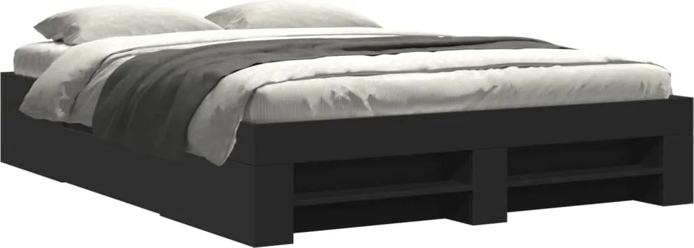 vidaXL Cadru de pat, negru, 150x200 cm, lemn prelucrat