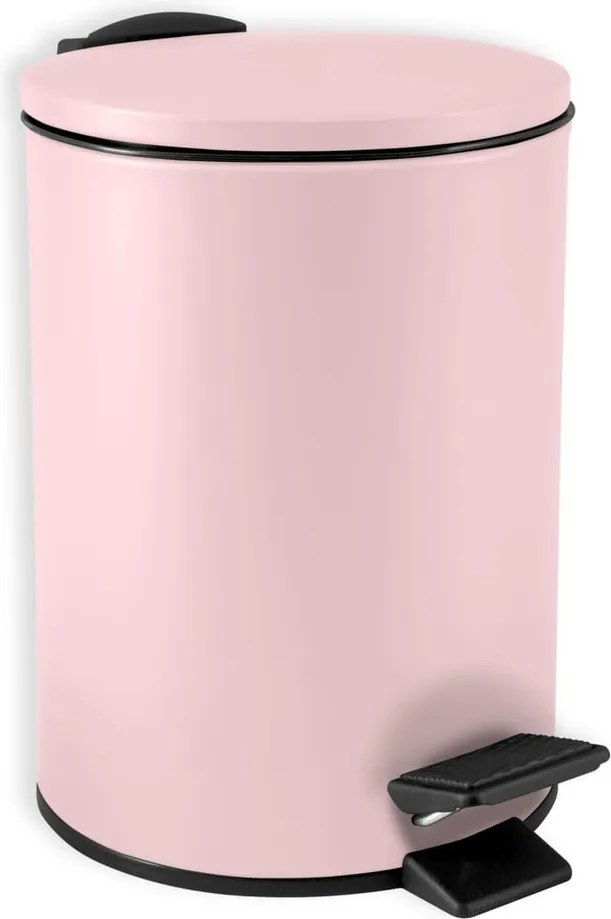 Coș de gunoi roz cu pedală din oțel 3 l Adelar – Spirella