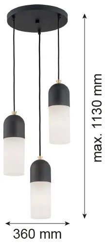 Lustră pe cablu BURGOS 3xE27/15W/230V neagră Argon 1467