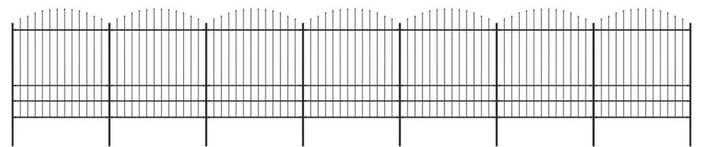 Gard de gradina cu varf sulita, negru, (1,75-2) x 11,9 m otel 1, 175-200 cm, 11.9 m