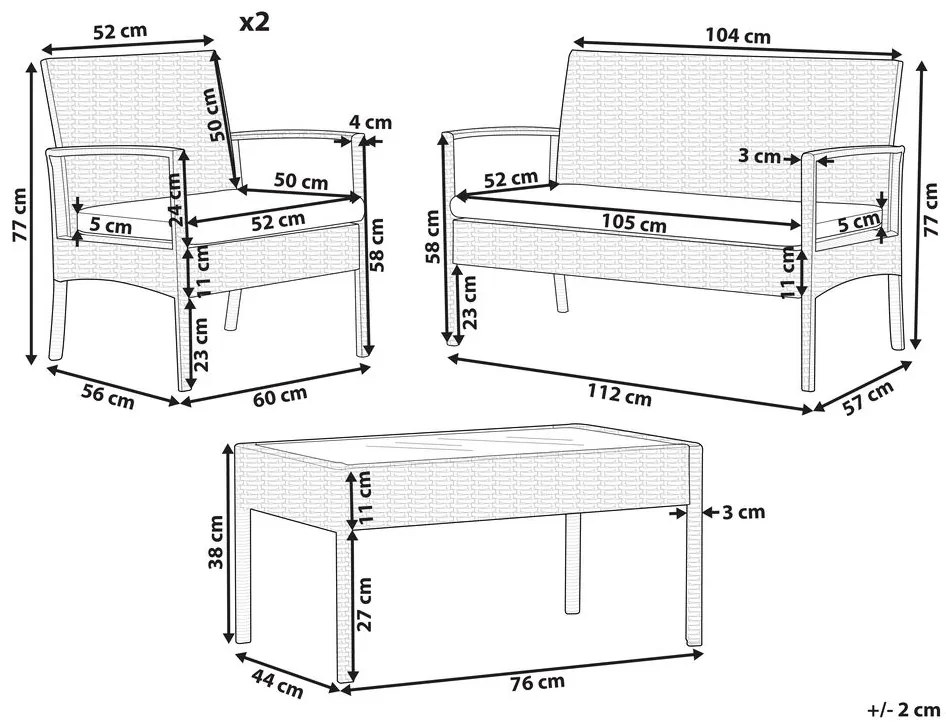 Set mobilier de grădină Marseille (bej). 1081271