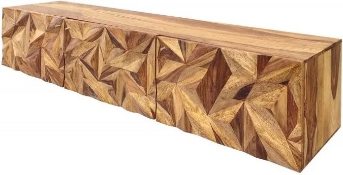 Comoda TV suspendata din lemn de Sheesham cu model 3D Alpine 160cm