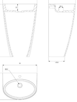 Lavoar freestanding Omnires Siena M+ asimetric alb 55 cm