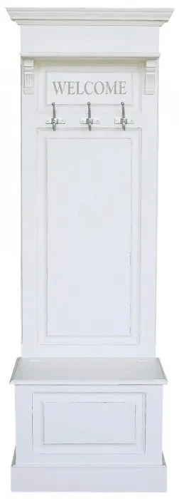 Cuier de perete alb, din lemn de pin, cu aspect clasic, single, Porte Manteau