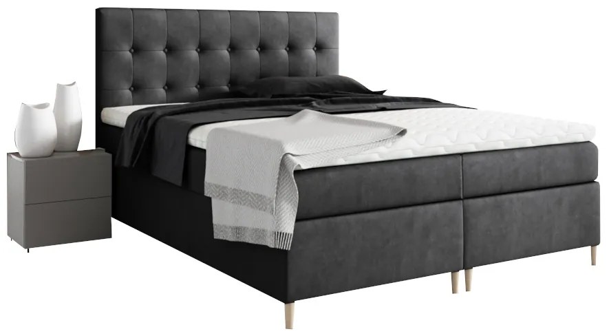 Expedo Pat tapițat boxspring GLORIA + topper, 120x200, jasmine 100