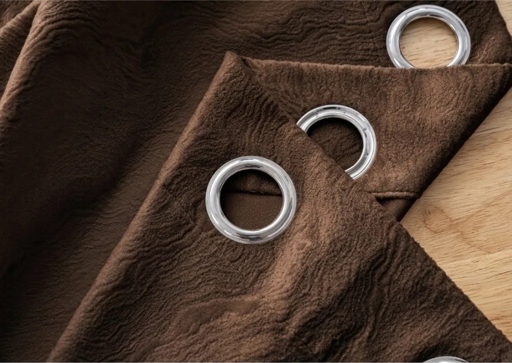 Draperie opaca DUNES VELVET 140x250 cm, maro Agatat: Inele metalice
