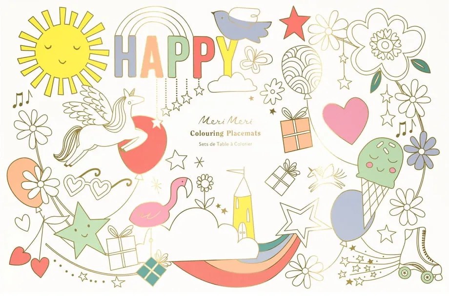 Suporturi pentru farfurii 8 buc. din hârtie 28x42.5 cm Happy Icons – Meri Meri
