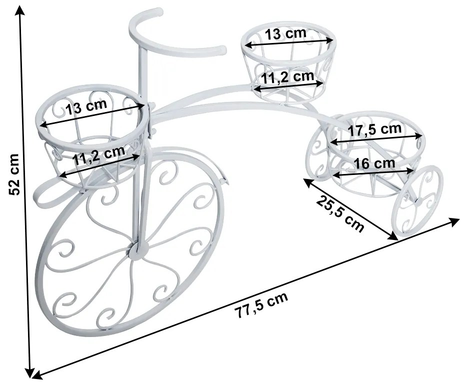 Ghiveci RETRO in forma de bicicleta, alb, PAVAR