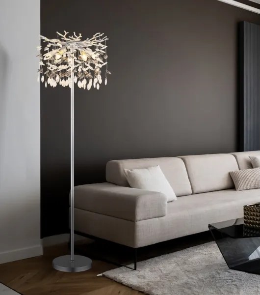 Globo 64138SS - Lampă de podea QUEENA 5xE14/40W/230V argintie