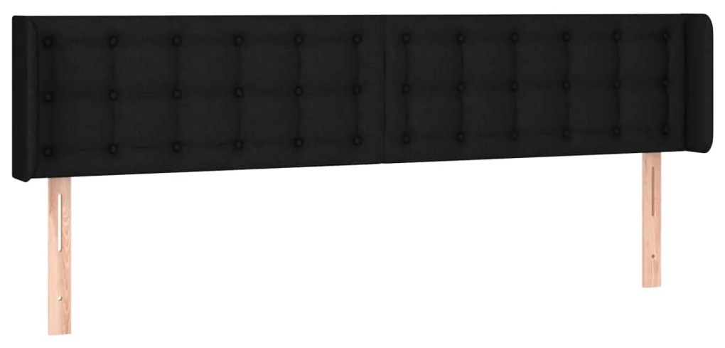 3119210 vidaXL Tăblie de pat cu aripioare negru 163x16x78/88 cm textil