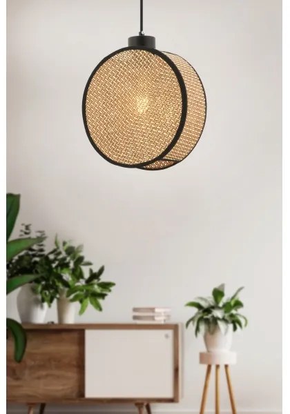 Lampă suspendată DRUM pe cablu, 1x E27/60W/230V, maro/negru