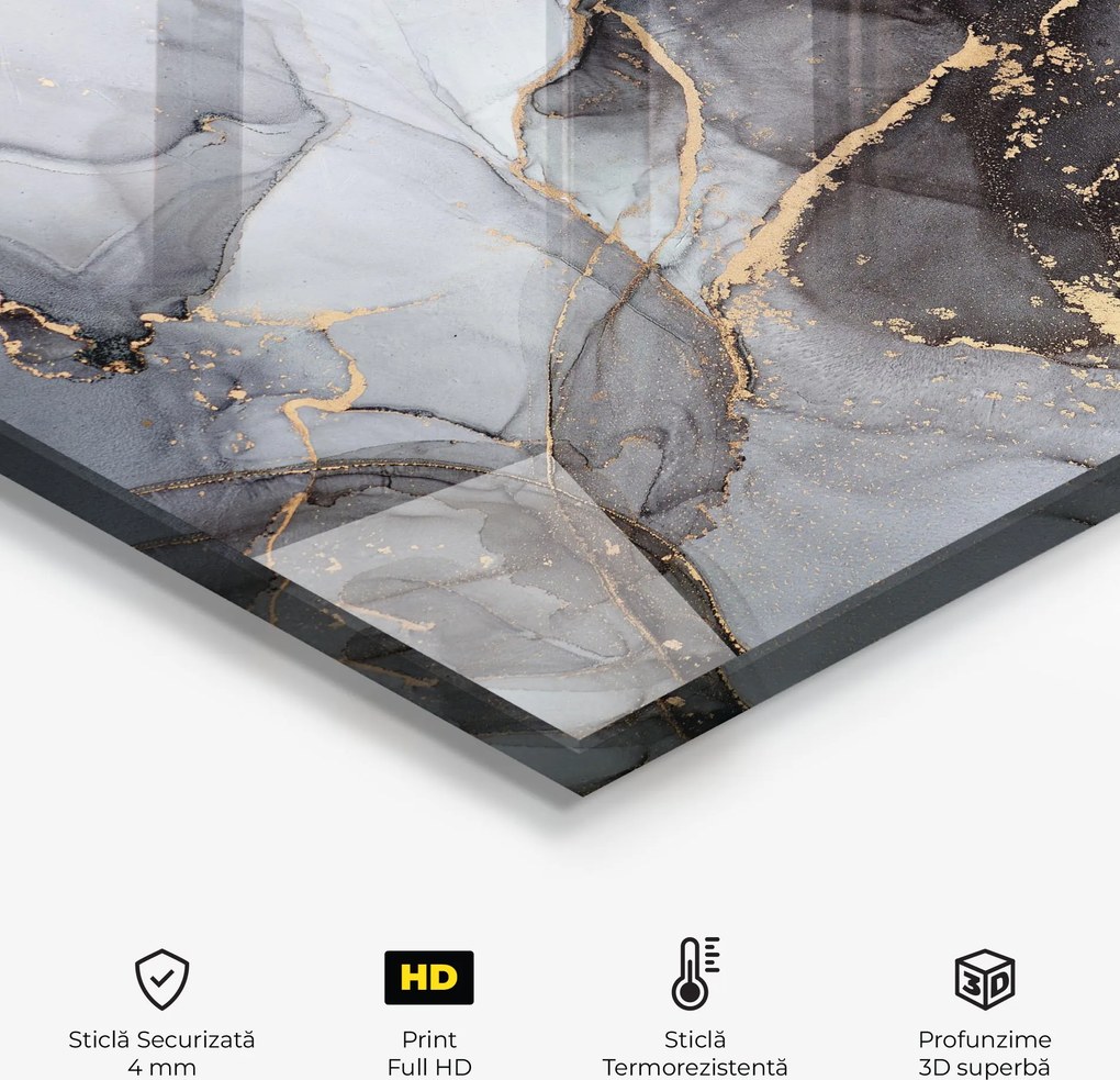Panou Sticla Bucatarie, 60x100cm, Protectie aragaz, Antistropi, Termorezistent, Abstracte, Marble, Abstract Marble