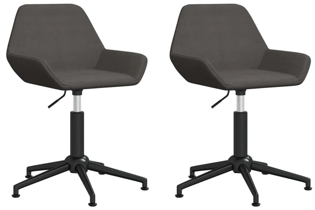 3084968 vidaXL Scaune de bucătărie pivotante, 2 buc, gri închis, catifea