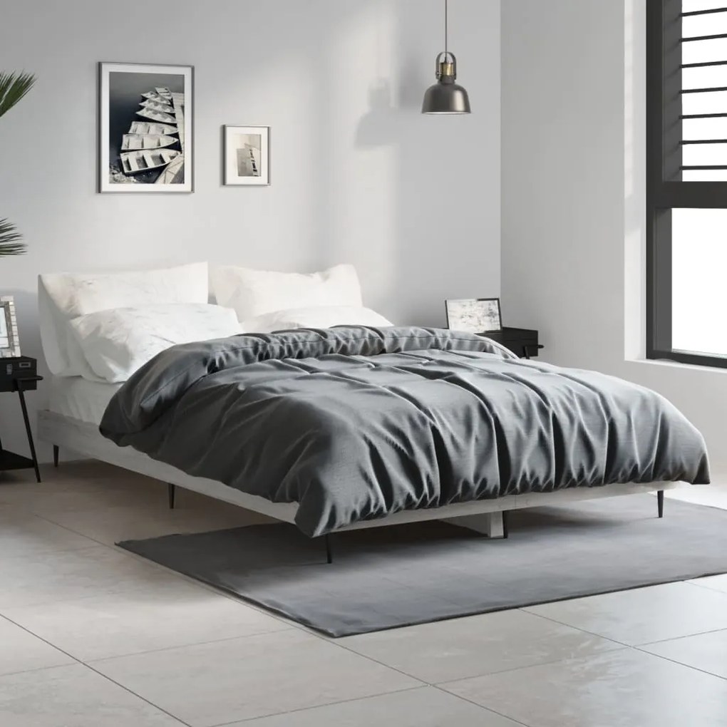 vidaXL Cadru de pat, gri sonoma, 120x190 cm, lemn prelucrat