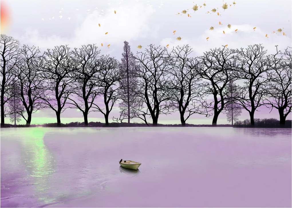 Tablou - Barcă pe lac (70x50 cm)