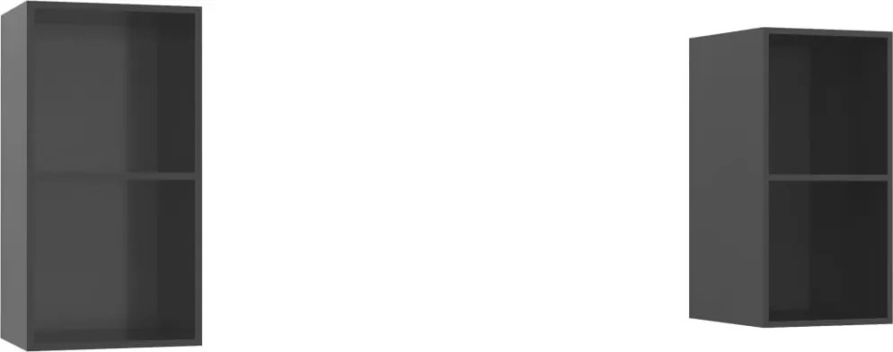 vidaXL Dulapuri TV suspendate, 2 buc., gri lucios, lemn prelucrat