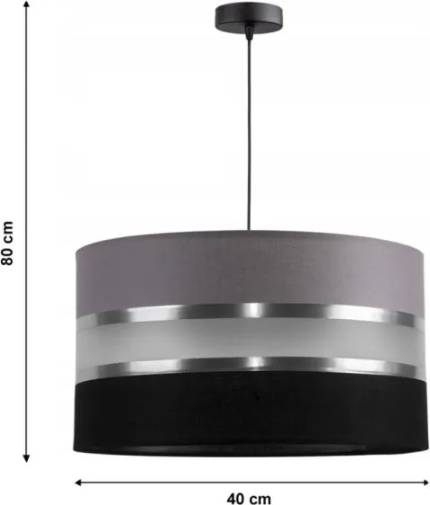 Lustră pe cablu CORAL 1xE27/60W/230V negru-gri