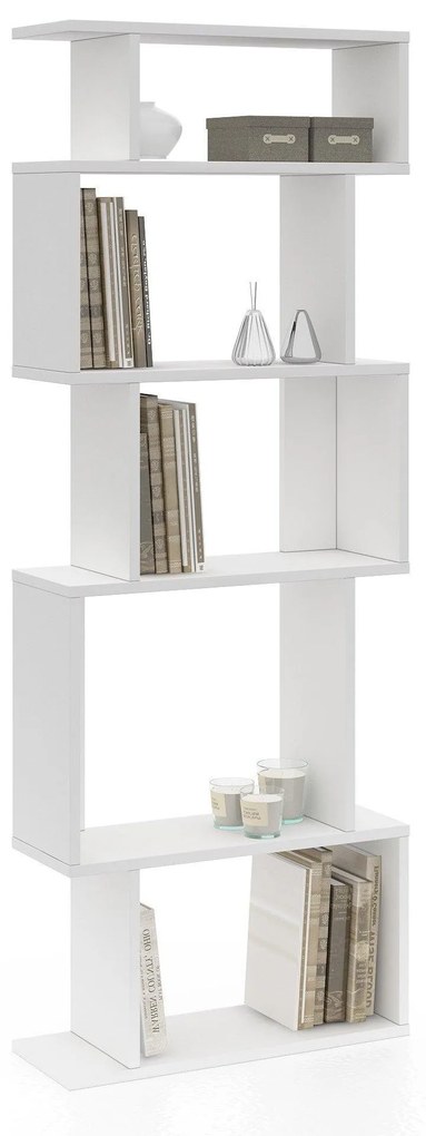 Biblioteca Piramide, Alb, 60 x 22 x 160 cm