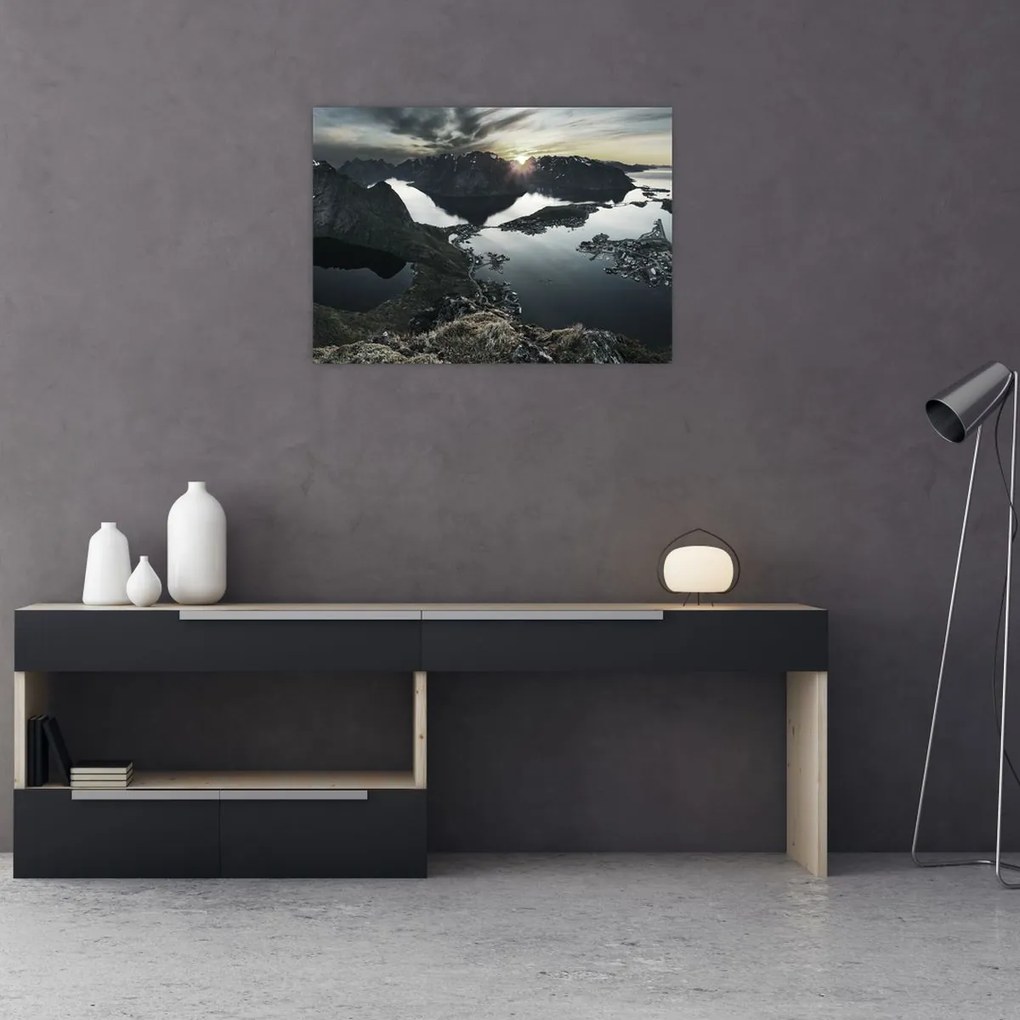 Tablou pe sticlă - Munții norvegieni (70x50 cm)