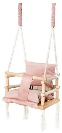 Leagan pentru copii, 3 in 1, lemn, roz, max 30 kg, 34x34x26 cm, Kruzzel