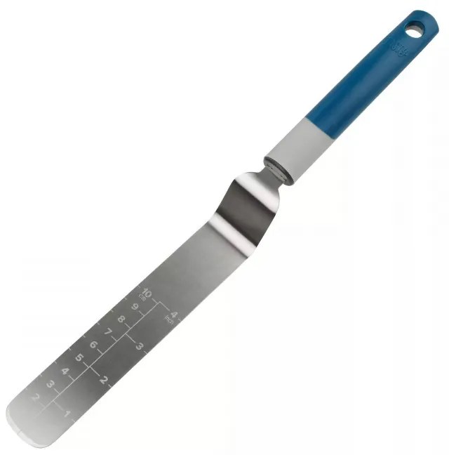 Spatula cu gradatie Tasty 678026, Maner moale la atingere, 32,5 cm, Otel inoxidabil, Albastru