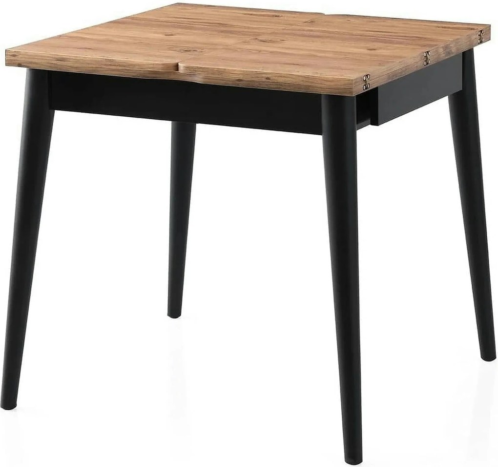 Masa extensibila TOTEM 3043, stejar/negru, PAL melaminat, 80/160x80x75