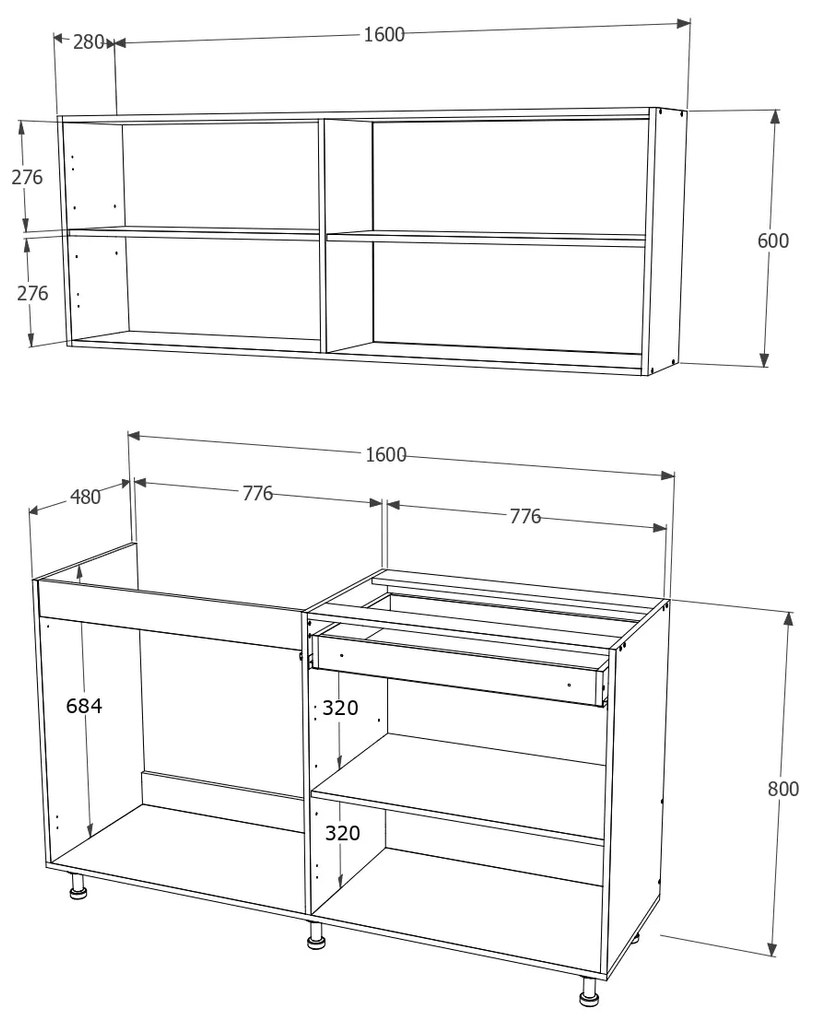 Bucatarie haaus Roma, Alb, L 160 cm