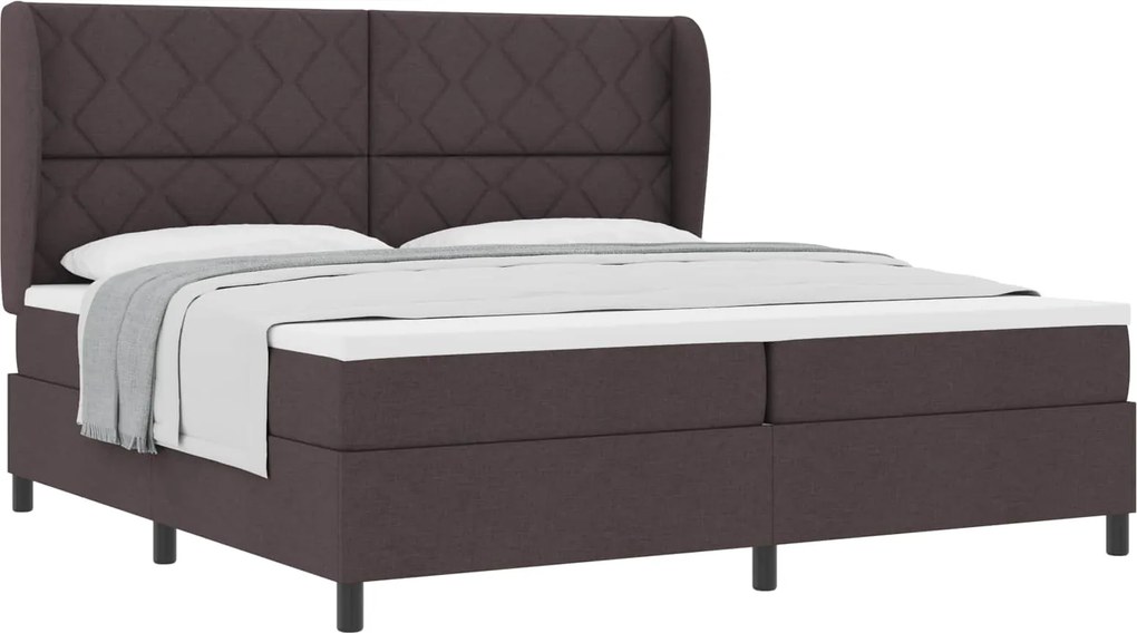 vidaXL Pat cu arcuri cu saltea Maro închis 200 x 200 cm țesătură