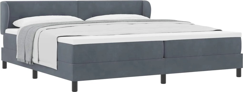 vidaXL Pat cu arcuri cu saltea Gri închis 200 x 200 cm Catifea