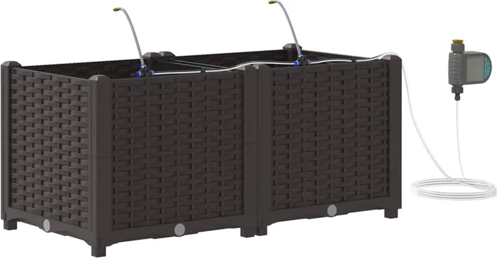 vidaXL Vază pentru Grădină 2 pcs Maro Oțel